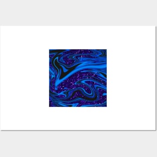 Swirls- Blue and Purple Glitter Posters and Art